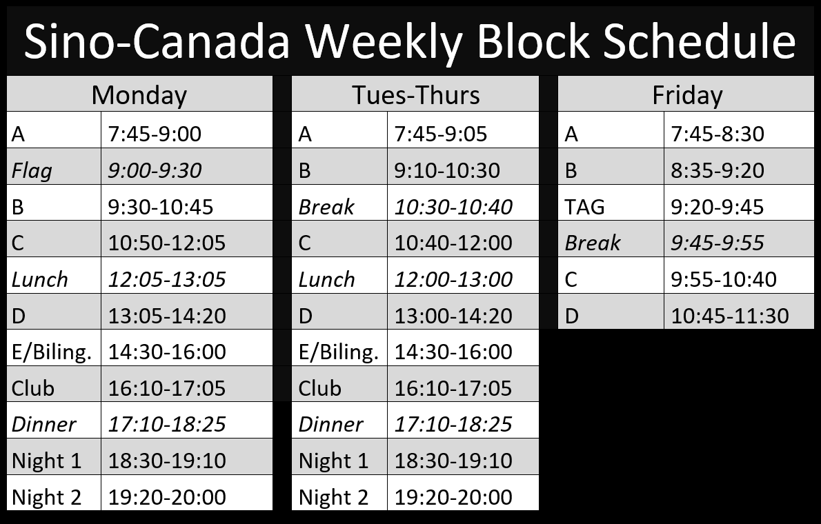 Weekly Block Schedule